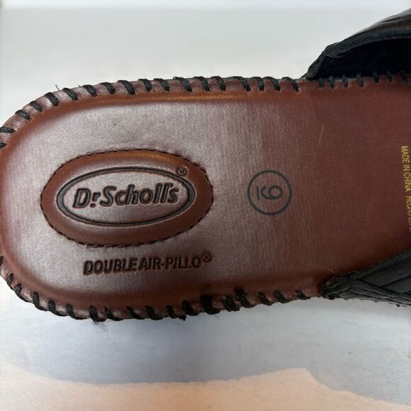 Dr. Scholls Black Leather Sandals Slip On Size 9 Betty Look new! - Picture 7 of 8
